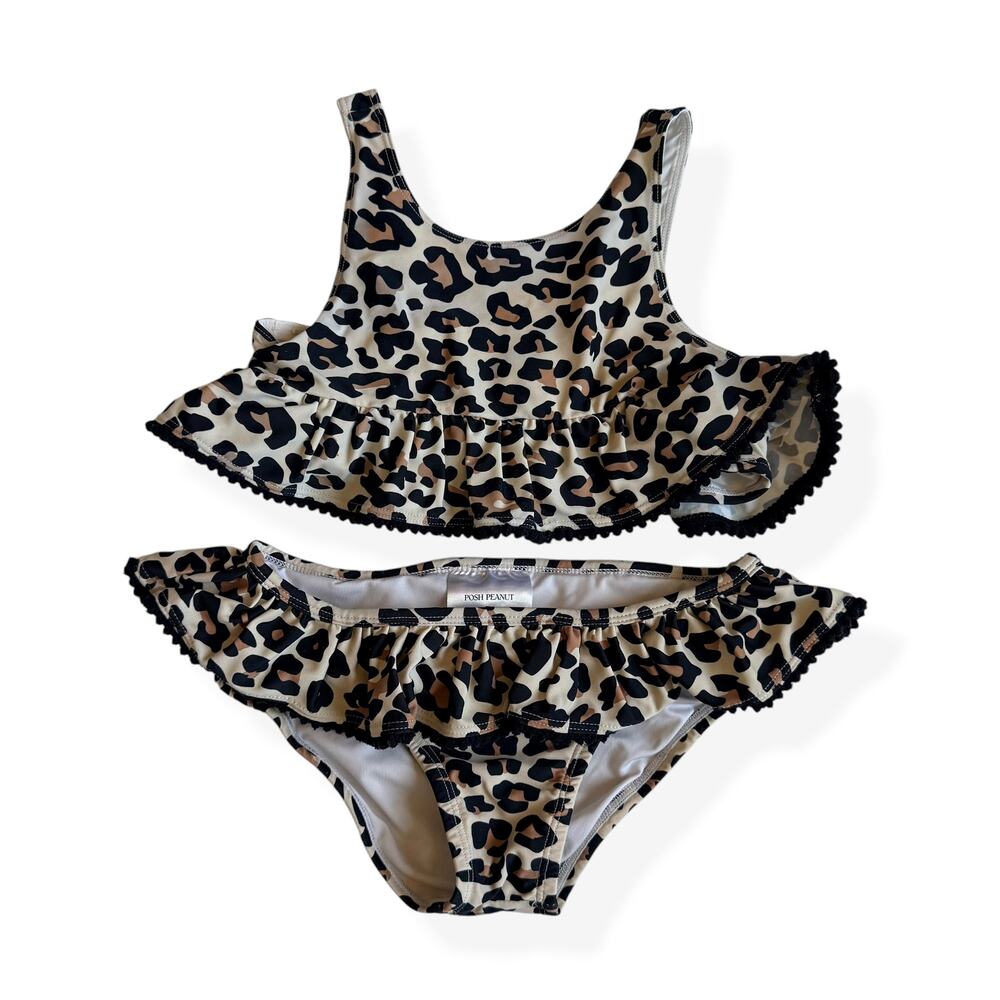 Posh Peanut Leopard Bikini Two-Piece Swimsuit Ruffle Girls 7